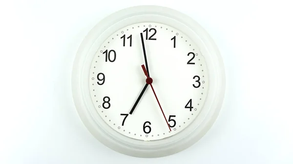 時間の白い時計の始まり09 58午前または午後 白い背景に あなたのテキストのためのスペースをコピー 時間の概念 — ストック写真