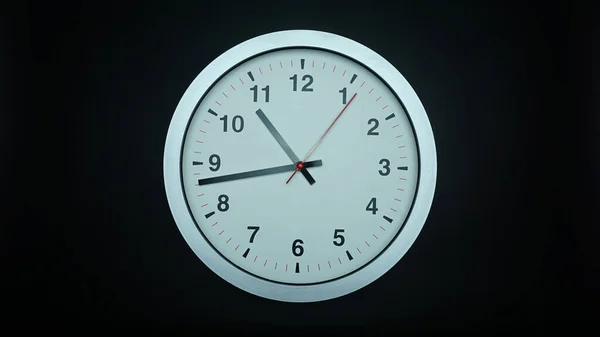 White clock beginning of time 10.43 am or pm, on black background, Copy space for your text, Time concept.