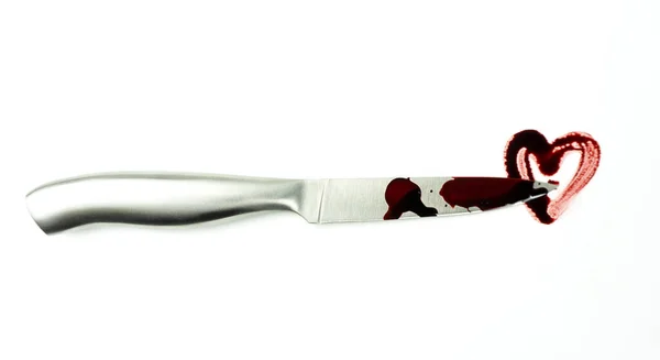 Messer Blood Valentine Day Auf Weißem Hintergrund Blank Für Design — Stockfoto