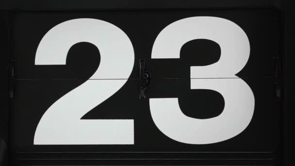 Κοντινό Πλάνο Flip Ρολόι Αλλαγή Αριθμών Ημερομηνίας Από Έως Έννοια — Αρχείο Βίντεο
