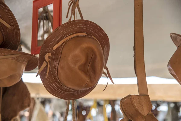 closeup view of Northeast Leather Hat