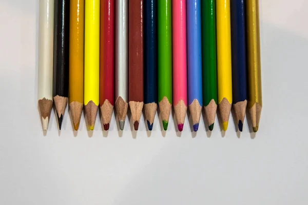 Closeup View Colorful Pencils White Background — Stock Photo, Image