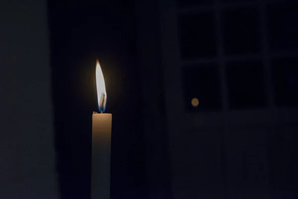Closeup View Candle Lit Dark — Stock Photo, Image