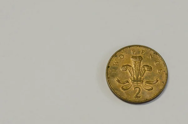 Κοντινή Προβολή Του Παλαιού Νομίσματος Γκρι Φόντο — Φωτογραφία Αρχείου