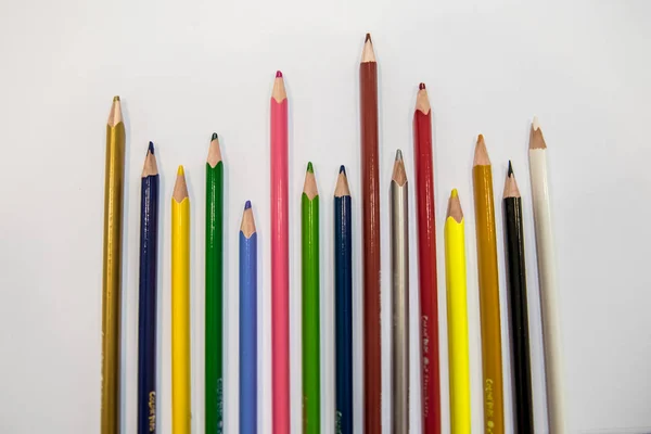 Closeup View Colorful Pencils White Background — Stock Photo, Image