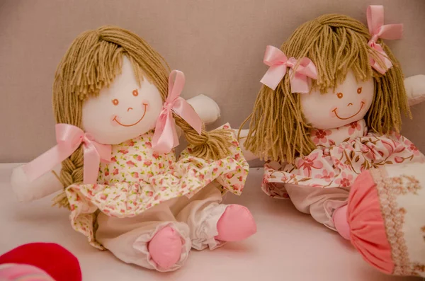 Widok Bliska Dolls Wykonane Tkaniny — Zdjęcie stockowe