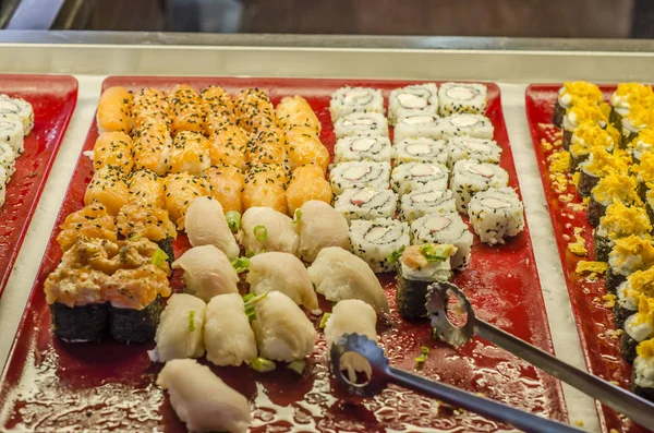 Vista Cerca Comida Tradicional Japonesa Sushi Japonés — Foto de Stock