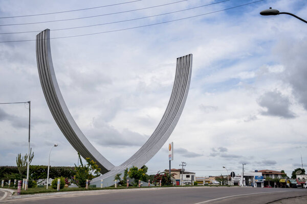 April 27 2018: Monument of the entrance of the city, Capim Grosso, Bahia, Brazil