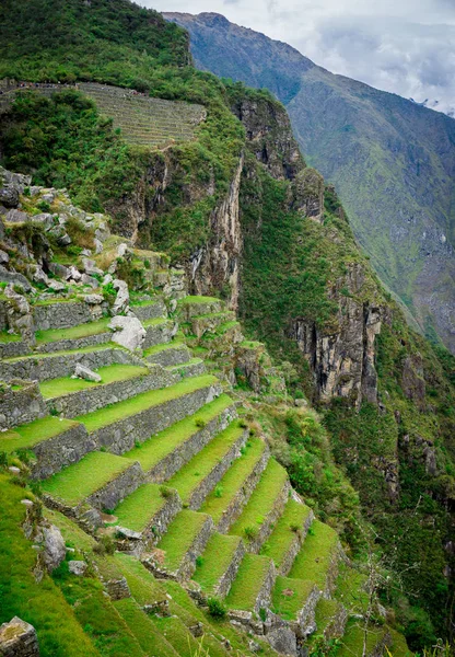 Las Terrazas Plataformas Agrícolas Del Imperio Inca Machu Picchu Cusco — Foto de Stock