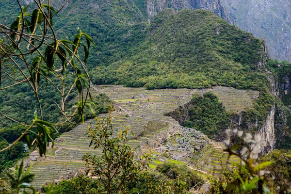 Vedere Din Machu Picchu Din Wayna Picchu Huayna Picchu — Fotografie, imagine de stoc