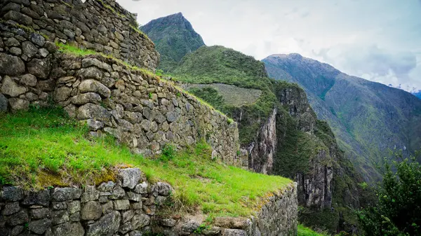 Las Terrazas Plataformas Agrícolas Del Imperio Inca Machu Picchu Cusco —  Fotos de Stock