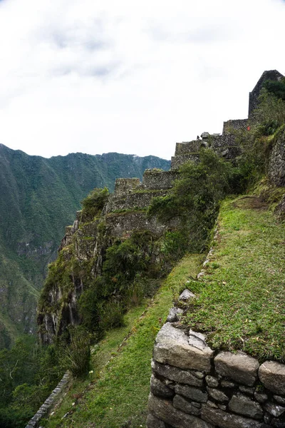 Widok Machu Picchu Wayna Picchu Huayna Picchu — Zdjęcie stockowe