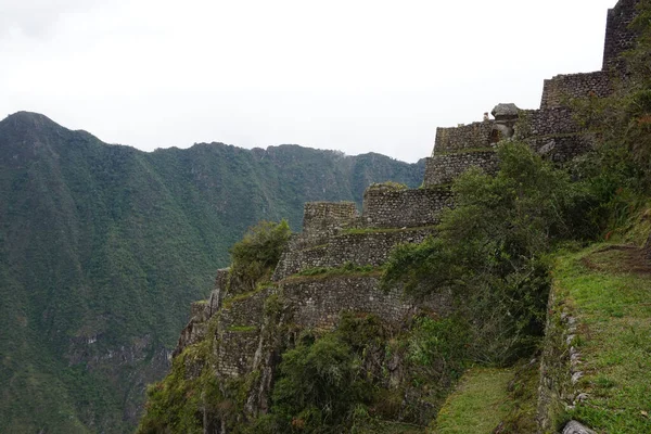 Widok Machu Picchu Wayna Picchu Huayna Picchu — Zdjęcie stockowe