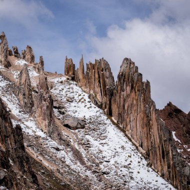 Taş Ormanı, sivri ve dik kayalar. Cusco Peru Palccoyo 'da