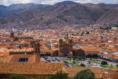 Panoramic view of the Cusco Peru clipart