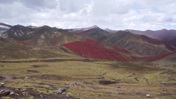 Kızıl Vadi Palccoyo Cusco Peru Daki Gökkuşağı Dağının Yanında — Stok video