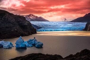 Torres del Paine Ulusal Parkı 'ndaki Buzul Gri