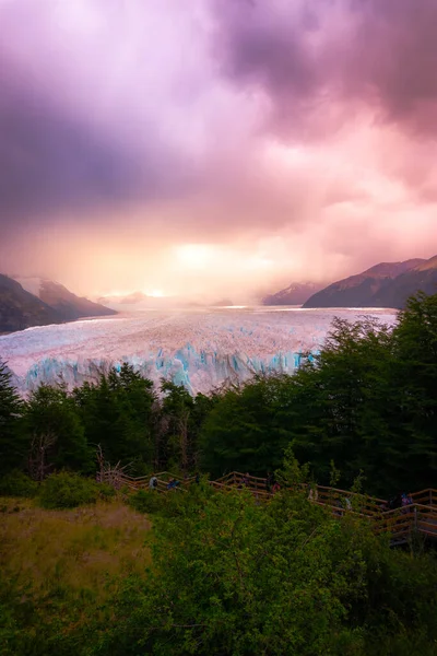 Por Sol Glaciar Perito Moreno Patagônia Argentina Cidade Calafate — Fotografia de Stock