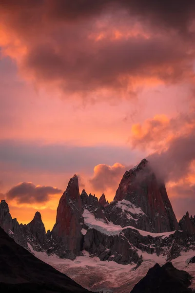 Coucher Soleil Mont Fitz Roy Patagonie Argentine — Photo