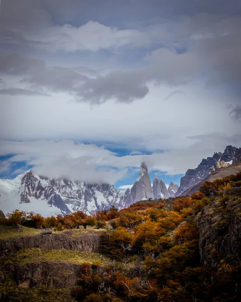 Caminata Montaña Torre Central Otoño Ciudad Chalten Argentina — Foto de Stock