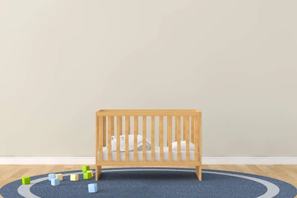 Baby kamer bed kamer 3d rendering beeld — Stockfoto