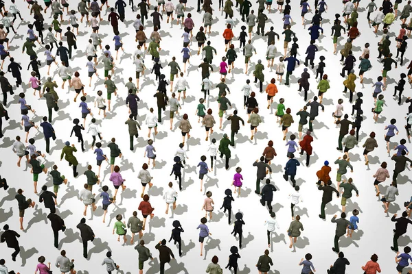 Люди, убегающие от 3D иллюстрации — стоковое фото