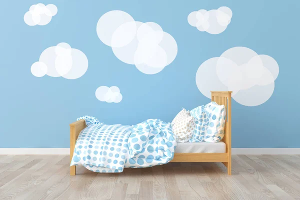 Bed kamer kinderkamer. 3D interieur — Stockfoto