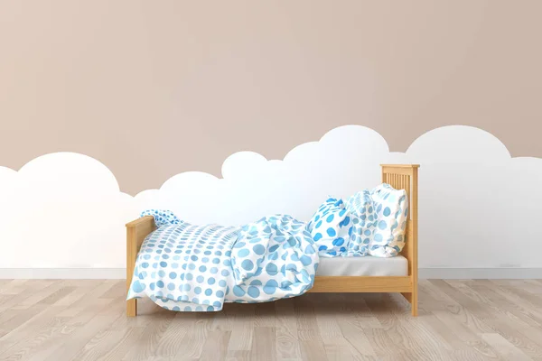 Κρεβάτι παιδικό δωμάτιο. 3D εσωτερικό — Φωτογραφία Αρχείου