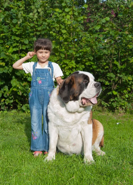Flicka och hund serbernar — Stockfoto