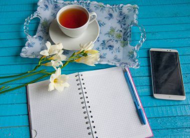 businessmans kahvaltı mavi bir tablo