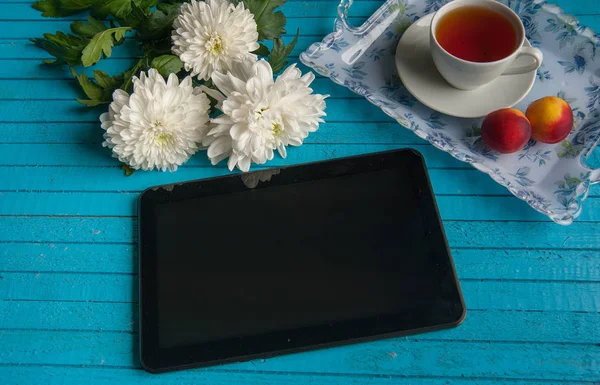 businessmans kahvaltı mavi bir tablo