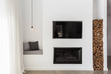 Built in tv and gas fire  clipart