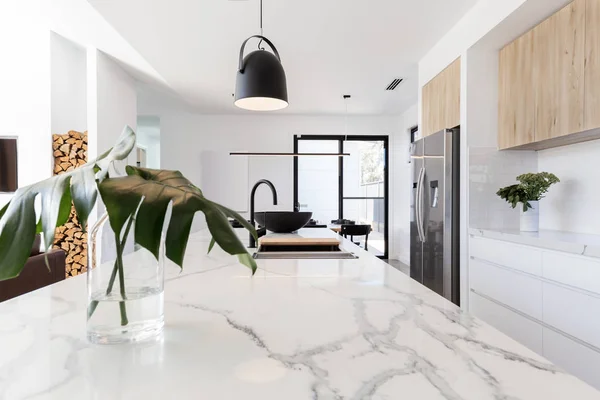 Kitchen marble bench close up — Stock Photo, Image