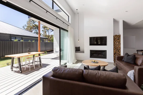 Living room and outdoor deck — Stock Photo, Image