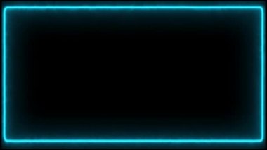 Mavi neon tam kare üzerinde koyu renk arka plan (4 K )