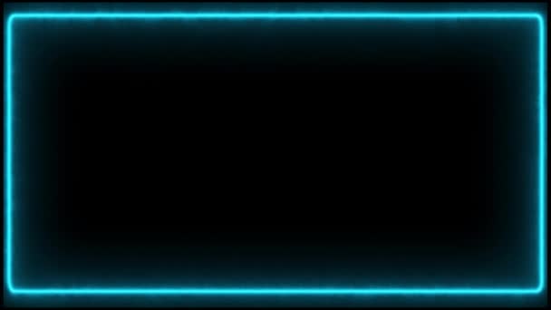 Marco completo de neón azul sobre fondo oscuro (4 K  ) — Vídeo de stock