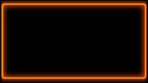 Orangefarbener Neon-Vollrahmen auf dunklem Hintergrund (4 k ) — Stockvideo