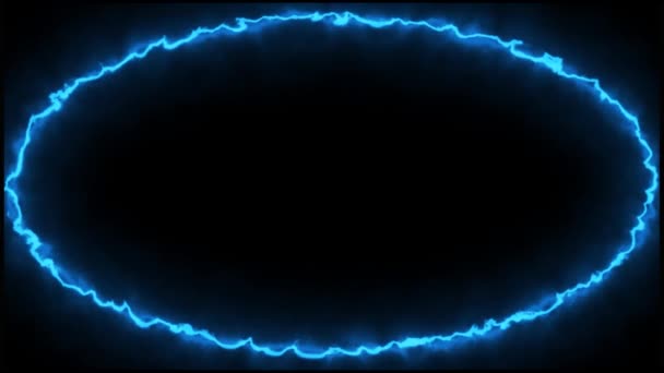Blauwe elektrische ellips frame op donkere achtergrond (4 K ) — Stockvideo