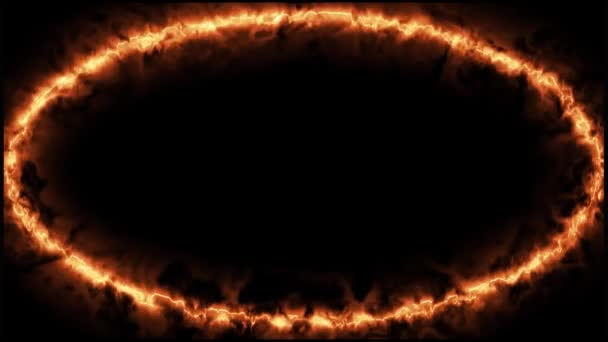 Fire ellipse full frame on dark background ( 4 K ) — Stock Video