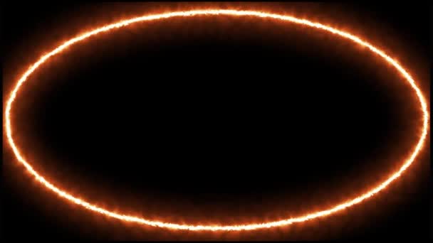 Φωτιά ελλειπτικό πλήρες καρέ σε σκούρο φόντο (4 K ) — Αρχείο Βίντεο