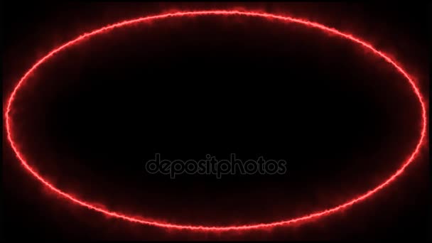 Elipse eléctrica roja marco completo sobre fondo oscuro (4 K  ) — Vídeo de stock