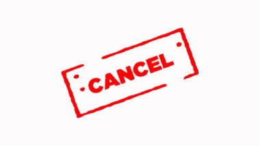 Kırmızı mürekkep damgası yakınlaştırmak ve uzaklaştırmak beyaz arka planda (4 k ile imzalı iptal) 