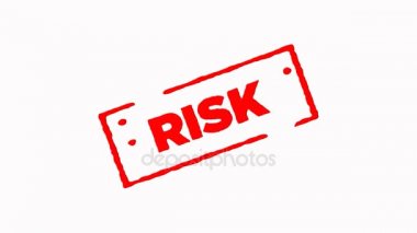 Kırmızı mürekkep damgası yakınlaştırmak ve uzaklaştırmak beyaz arka planda (4 k ile imzalanan risk) 