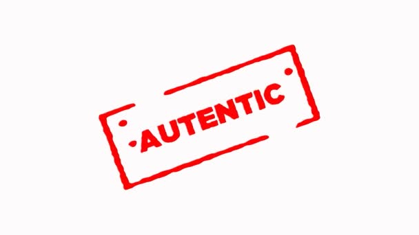 赤インクのスタンプで署名 Autentic ズームインし、白い背景 (4 k を縮小します。) — ストック動画