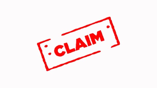 Claim signed with red ink stamp zoom in and zoom out on white background (4K) — Stock Video