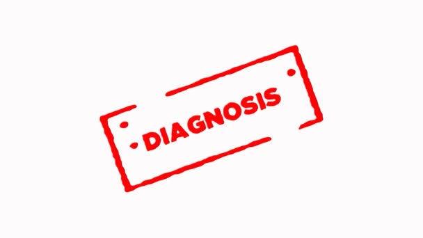 Diagnosis signed with red ink stamp zoom in and zoom out on white background (4K) — Stock Video