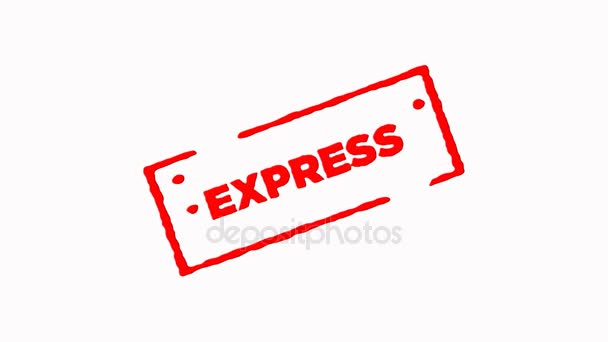 Express υπογραφή με κόκκινο μελάνι σφραγίδα μεγέθυνση και σμίκρυνση σε άσπρο φόντο (4k) — Αρχείο Βίντεο