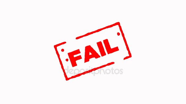 Fail signed with red ink stamp zoom in and zoom out on white background (4K) — Stock Video