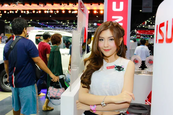 Kimliği belirsiz kadın sunucu poz Tayland cep Expo 2014 yılında — Stok fotoğraf