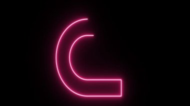 4 k Neon pembe u açmak ok şekli koyu arka plan üzerinde titreşen